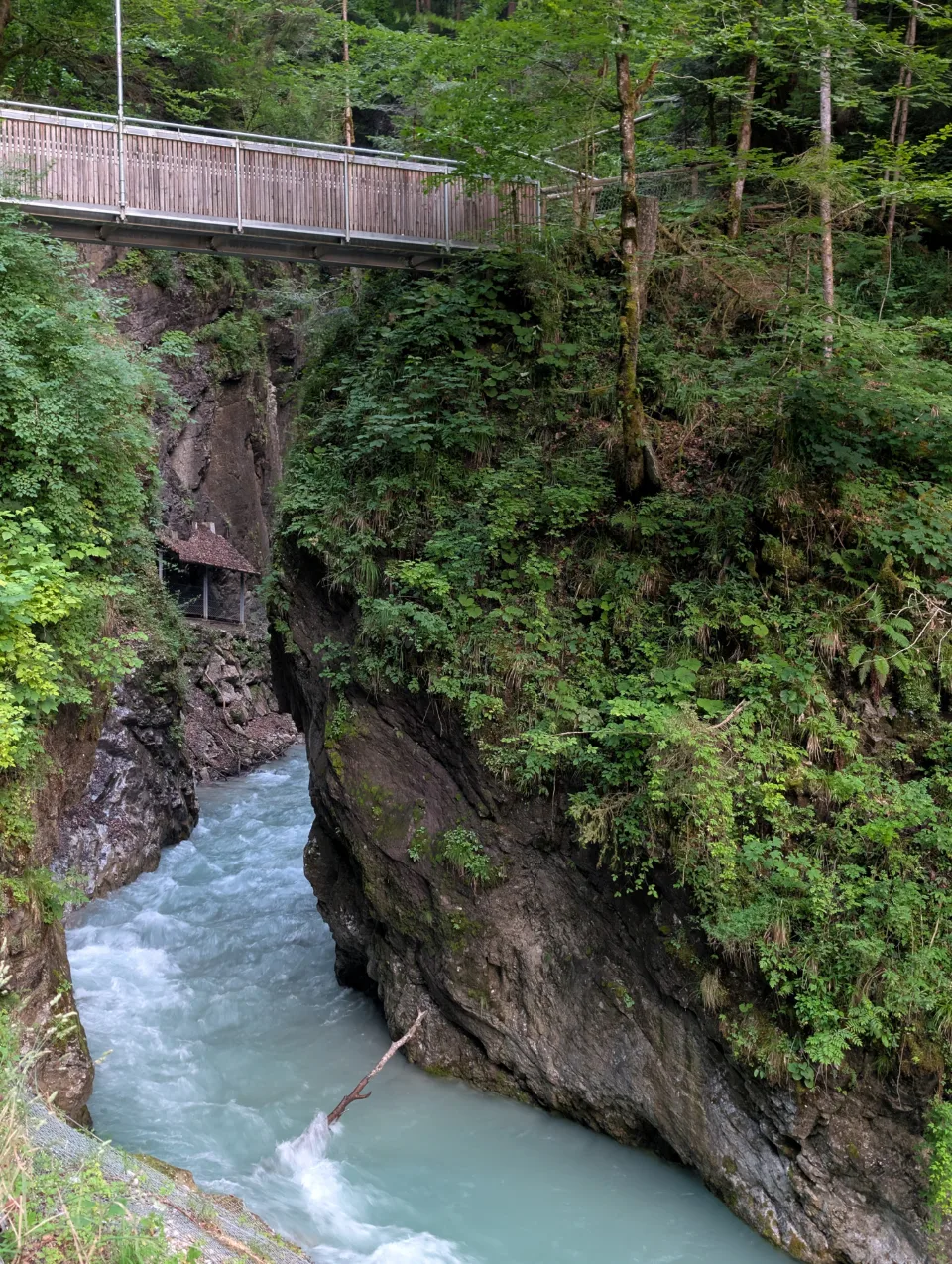 Bridge over a gorge alongside the path