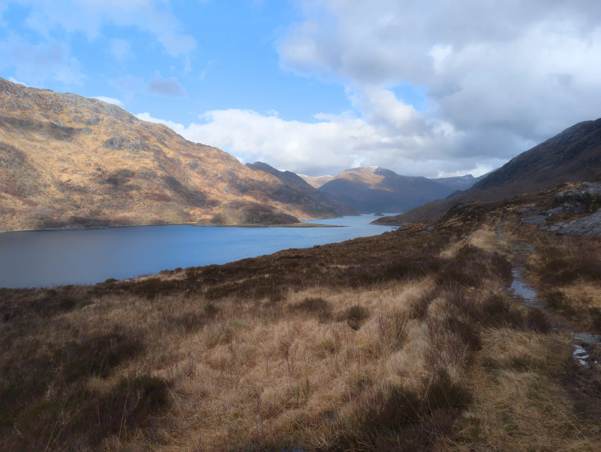 Loch Hourn — classic panorama with snow-capped peaks at the far end