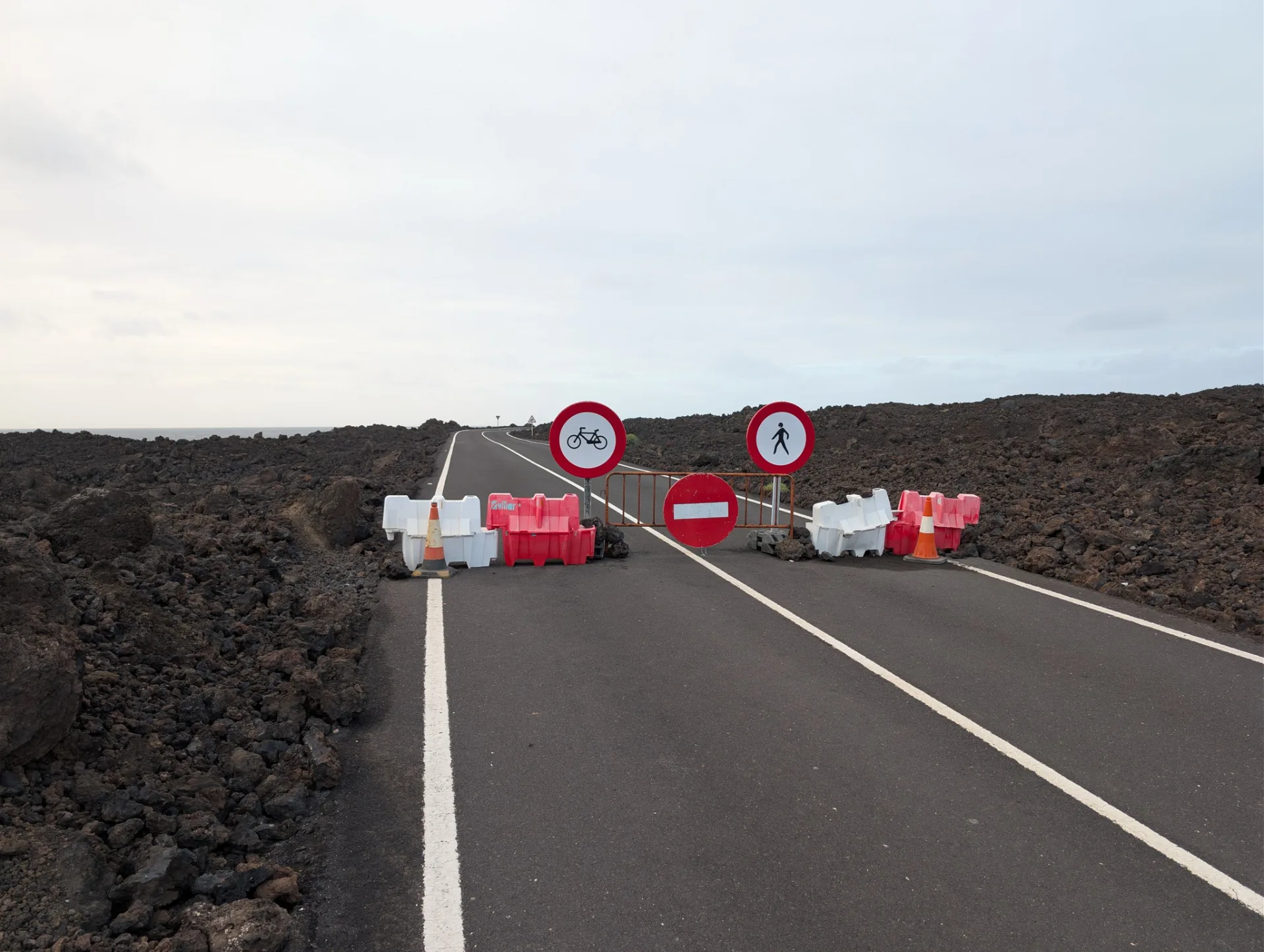 A closed road section — the loop only works in one direction here.
