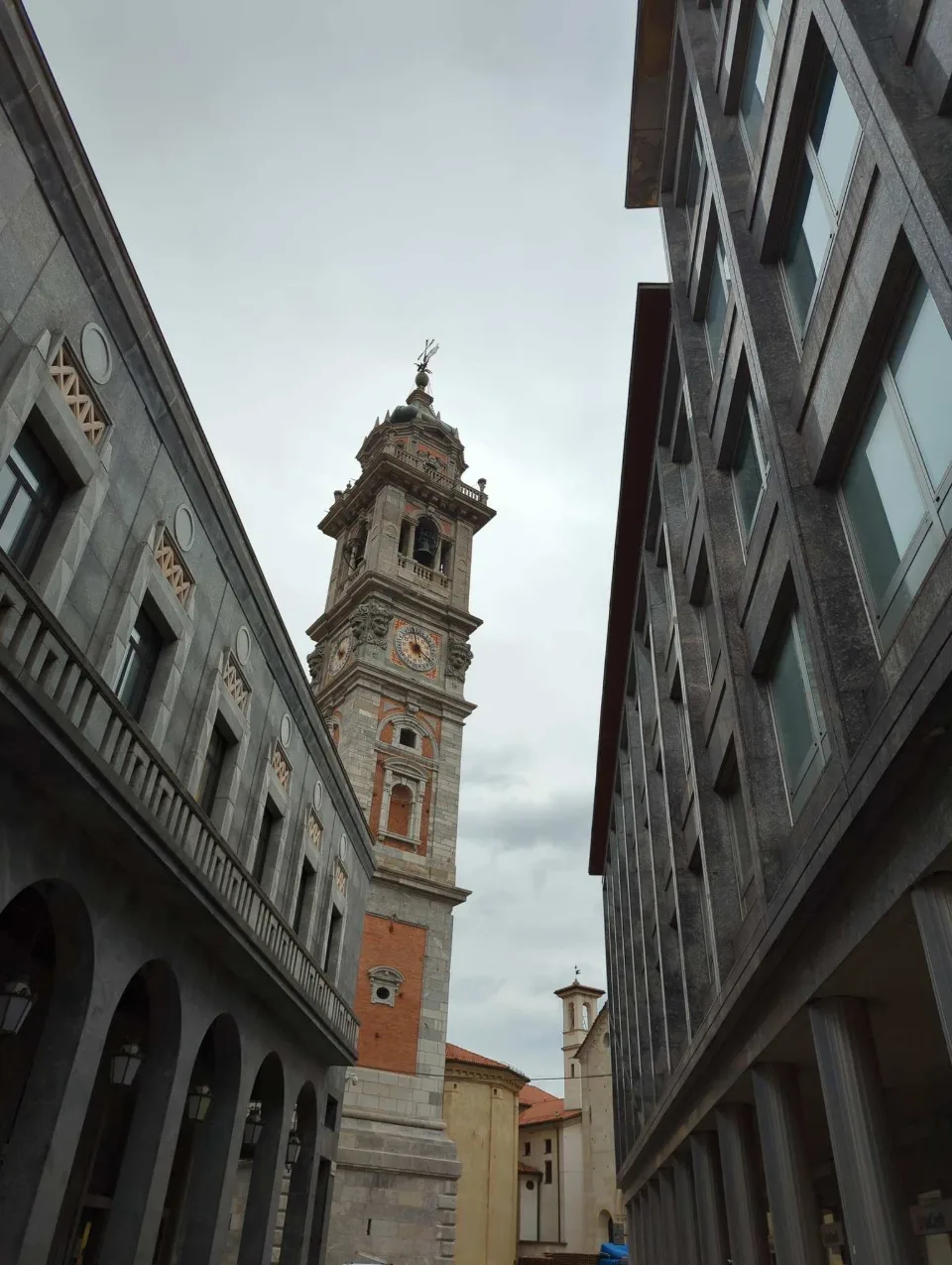 The bell tower of the Basilica di San Vittore in Varese's old town