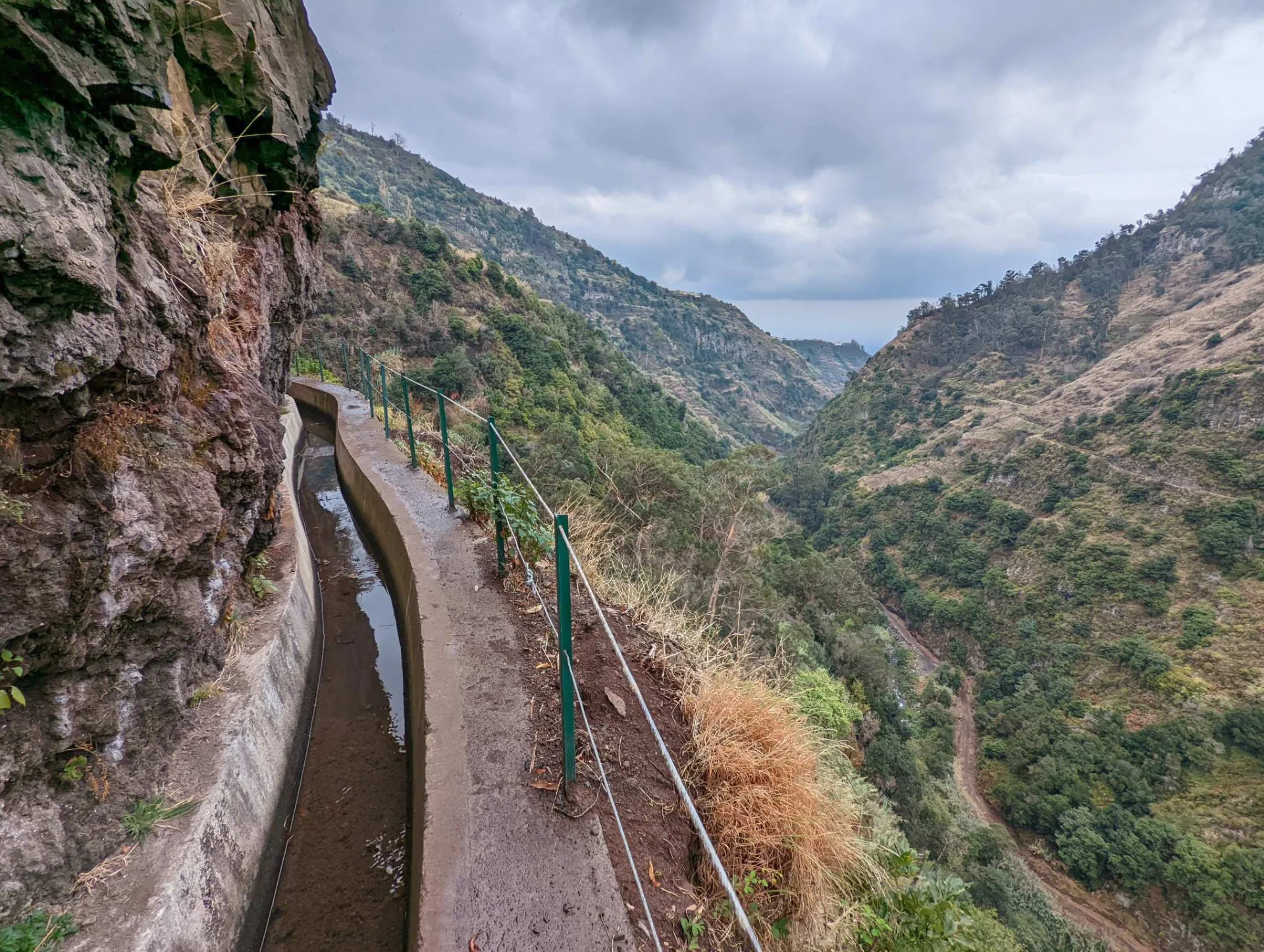 A levada path along the cliff face