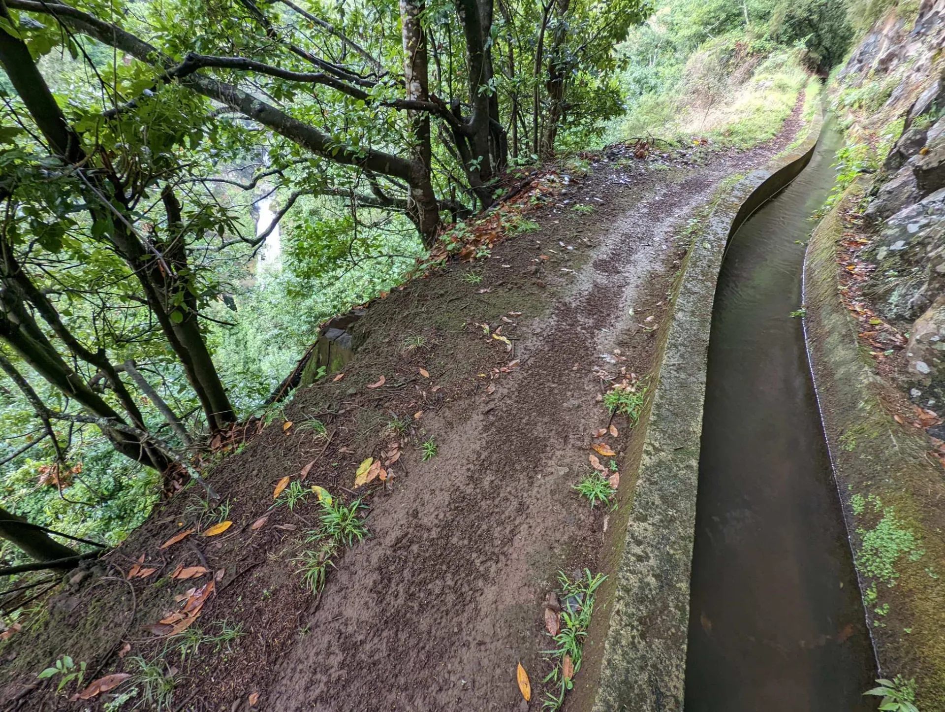 A levada path on the steep slope