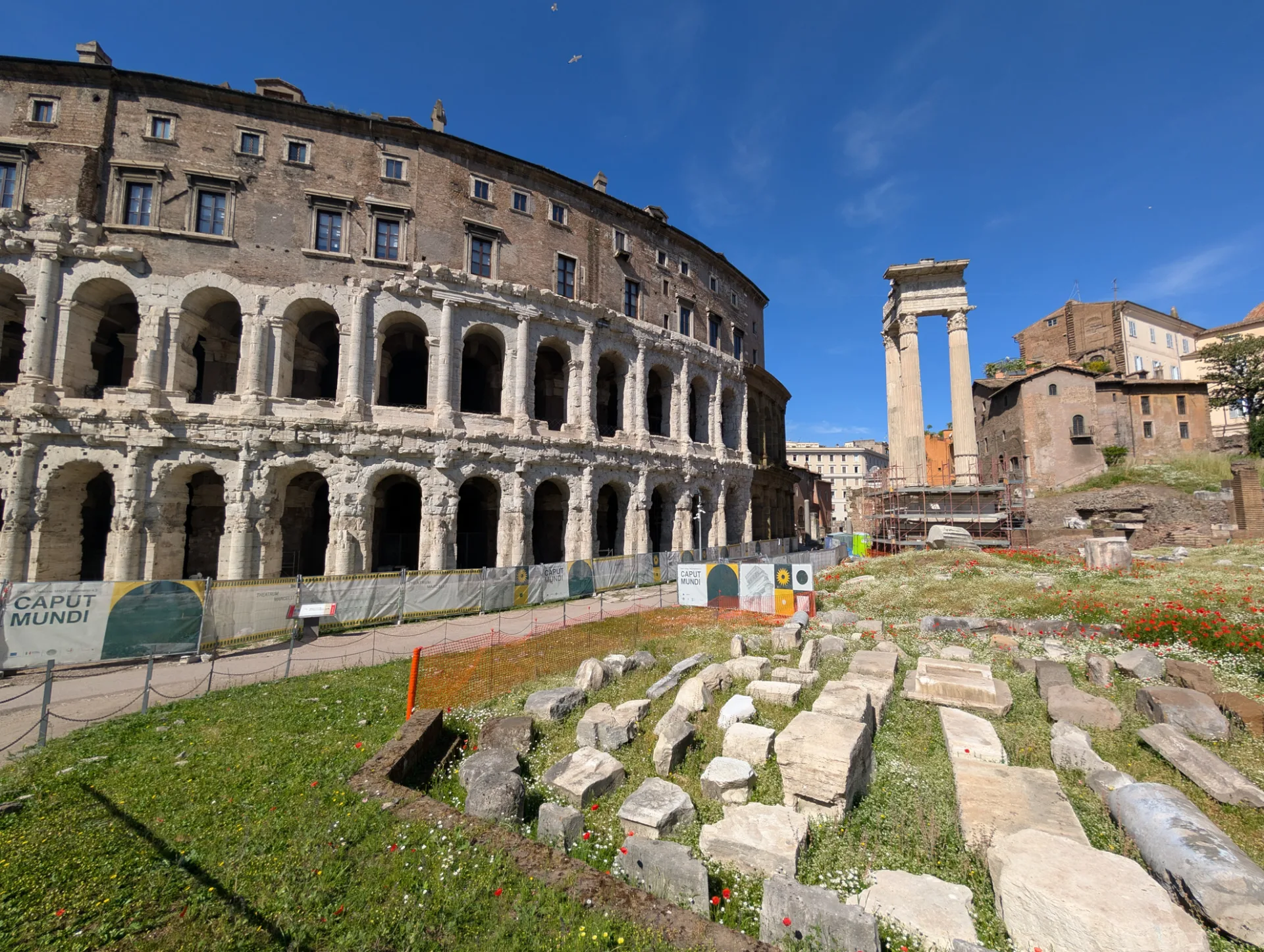 Teatro di Marcello with ancient column remains — a Roman theatre from the time of Augustus