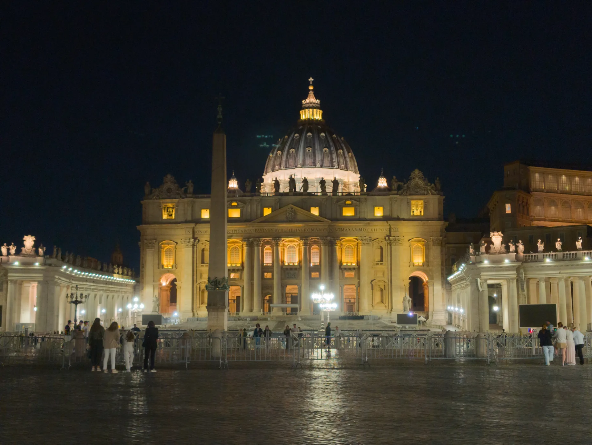 St. Peter's at night — the last evening in Rome