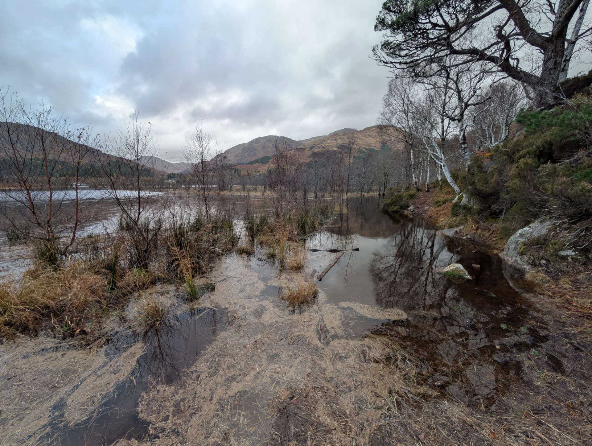 Loch in the Glenfinnan valley, the path running right along the shore