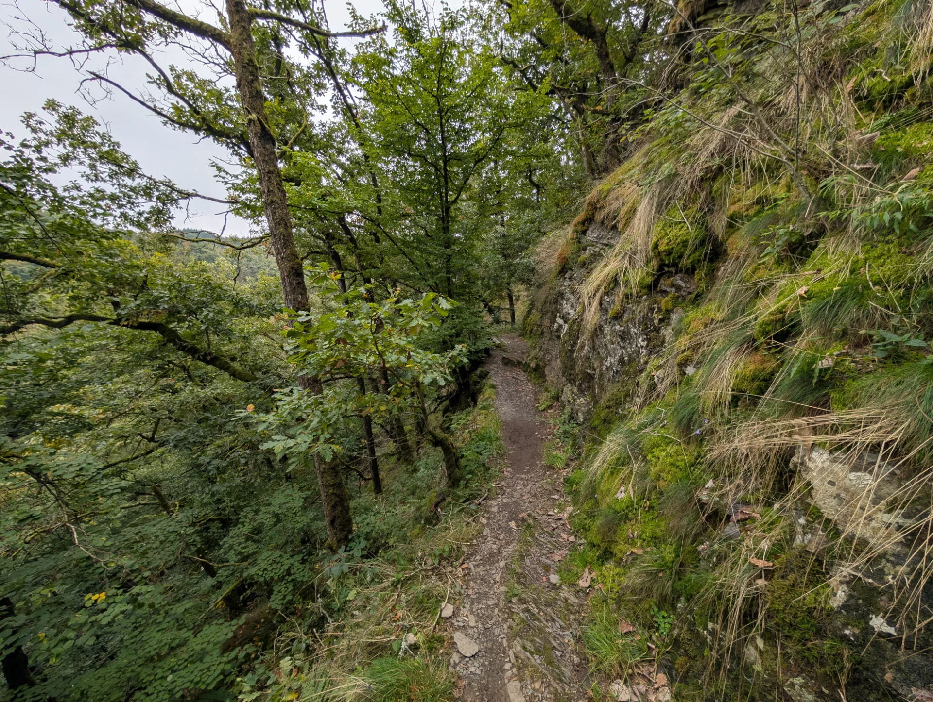 Narrow path along the rock face before Manderscheid