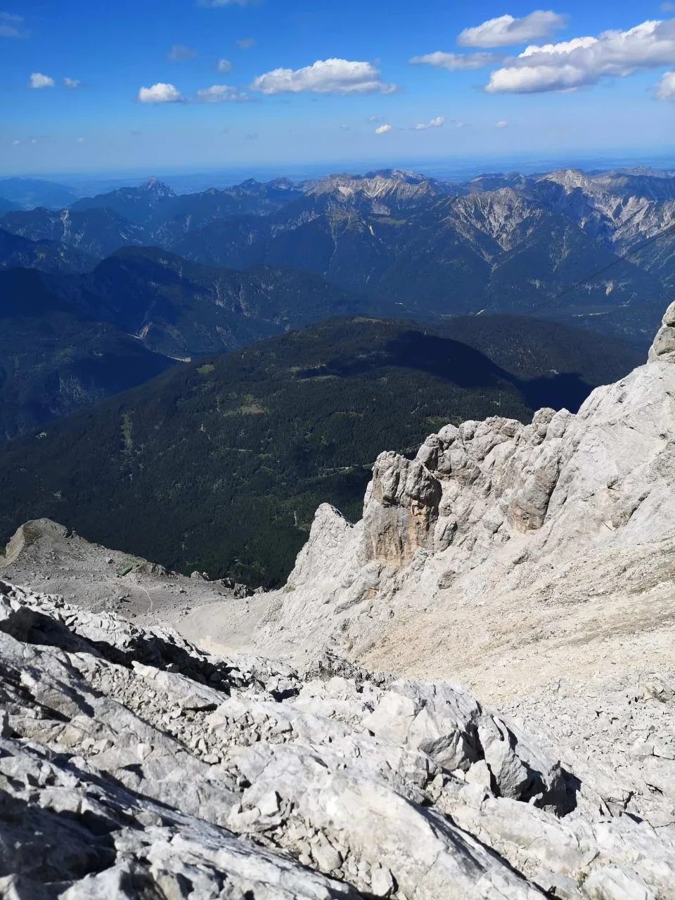 A steep view down into the valley from the summit headwall.